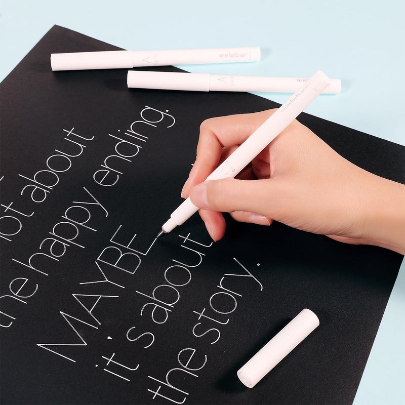 welebar White Ink Gel Pens Compatible with Cricut Maker 3/Maker 4/Maker/Explore 3/Explore 4/Air 2/Air, 7 Pack Medium Point Pens for Drawing, Lettering, Adding Highlights - Image 4